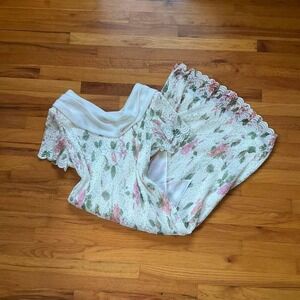 Vintage 90s Cottagecore Floral Lace Midi Dress Size 18 Scalloped Hem 80s Preppy
